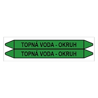 Značení potrubí, topná voda - okruh,2 ks, 450 × 52 mm